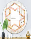 Golden Tropical Pattern V - Modern Round or Oval Wall Mirror - Hexagon Star