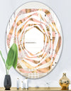 Golden Tropical Pattern V - Modern Round or Oval Wall Mirror - Whirl