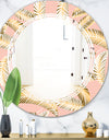 Golden Foliage IV - Modern Round or Oval Wall Mirror - Triple C
