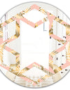 Golden Foliage IV - Modern Round or Oval Wall Mirror - Hexagon Star