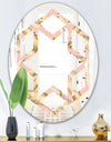 Golden Foliage IV - Modern Round or Oval Wall Mirror - Hexagon Star