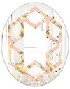 Golden Foliage IV - Modern Round or Oval Wall Mirror - Hexagon Star