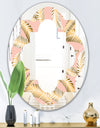 Golden Foliage IV - Modern Round or Oval Wall Mirror - Quatrefoil