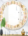 Golden Palm Leaves I - Modern Round or Oval Wall Mirror - Leaves