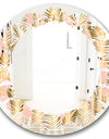 Golden Palm Leaves I - Modern Round or Oval Wall Mirror - Leaves