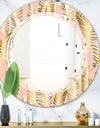 Golden Palm Leaves I - Modern Round or Oval Wall Mirror - Triple C