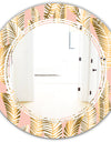 Golden Palm Leaves I - Modern Round or Oval Wall Mirror - Triple C