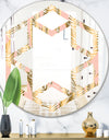 Golden Palm Leaves I - Modern Round or Oval Wall Mirror - Hexagon Star
