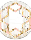 Golden Palm Leaves I - Modern Round or Oval Wall Mirror - Hexagon Star