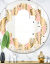Golden Palm Leaves I - Modern Round or Oval Wall Mirror - Quatrefoil