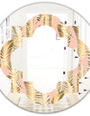 Golden Palm Leaves I - Modern Round or Oval Wall Mirror - Quatrefoil