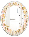 Golden Palm Leaves I - Modern Round or Oval Wall Mirror - Leaves