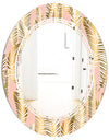 Golden Palm Leaves I - Modern Round or Oval Wall Mirror - Triple C