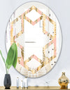 Golden Palm Leaves I - Modern Round or Oval Wall Mirror - Hexagon Star