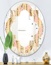 Golden Palm Leaves I - Modern Round or Oval Wall Mirror - Quatrefoil