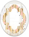 Golden Palm Leaves I - Modern Round or Oval Wall Mirror - Quatrefoil