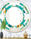 Gold and Blue Dynamics III - Modern Round or Oval Wall Mirror - Space