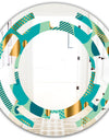 Gold and Blue Dynamics III - Modern Round or Oval Wall Mirror - Space