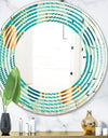 Gold and Blue Dynamics III - Modern Round or Oval Wall Mirror - Wave