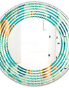 Gold and Blue Dynamics III - Modern Round or Oval Wall Mirror - Wave
