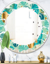 Gold and Blue Dynamics III - Modern Round or Oval Wall Mirror - Leaves