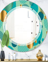 Gold and Blue Dynamics III - Modern Round or Oval Wall Mirror - Triple C
