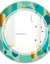 Gold and Blue Dynamics III - Modern Round or Oval Wall Mirror - Triple C