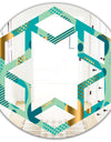 Gold and Blue Dynamics III - Modern Round or Oval Wall Mirror - Hexagon Star