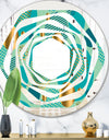 Gold and Blue Dynamics III - Modern Round or Oval Wall Mirror - Whirl
