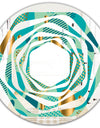 Gold and Blue Dynamics III - Modern Round or Oval Wall Mirror - Whirl