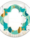 Gold and Blue Dynamics III - Modern Round or Oval Wall Mirror - Quatrefoil