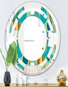 Gold and Blue Dynamics III - Modern Round or Oval Wall Mirror - Space