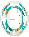 Gold and Blue Dynamics III - Modern Round or Oval Wall Mirror - Space
