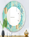 Gold and Blue Dynamics III - Modern Round or Oval Wall Mirror - Wave