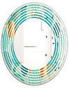Gold and Blue Dynamics III - Modern Round or Oval Wall Mirror - Wave
