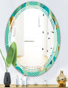Gold and Blue Dynamics III - Modern Round or Oval Wall Mirror - Triple C