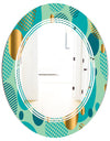 Gold and Blue Dynamics III - Modern Round or Oval Wall Mirror - Triple C