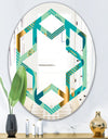 Gold and Blue Dynamics III - Modern Round or Oval Wall Mirror - Hexagon Star