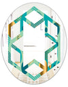 Gold and Blue Dynamics III - Modern Round or Oval Wall Mirror - Hexagon Star