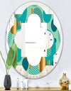 Gold and Blue Dynamics III - Modern Round or Oval Wall Mirror - Quatrefoil