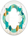 Gold and Blue Dynamics III - Modern Round or Oval Wall Mirror - Quatrefoil