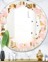 Gold and Rose Cubes II - Modern Round or Oval Wall Mirror - Leaves