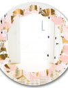 Gold and Rose Cubes II - Modern Round or Oval Wall Mirror - Leaves