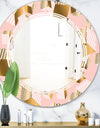 Gold and Rose Cubes II - Modern Round or Oval Wall Mirror - Triple C