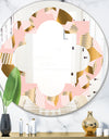 Gold and Rose Cubes II - Modern Round or Oval Wall Mirror - Quatrefoil
