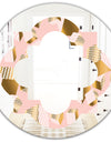 Gold and Rose Cubes II - Modern Round or Oval Wall Mirror - Quatrefoil