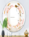 Gold and Rose Cubes II - Modern Round or Oval Wall Mirror - Space