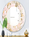 Gold and Rose Cubes II - Modern Round or Oval Wall Mirror - Wave