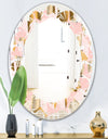 Gold and Rose Cubes II - Modern Round or Oval Wall Mirror - Leaves