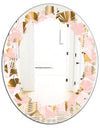 Gold and Rose Cubes II - Modern Round or Oval Wall Mirror - Leaves